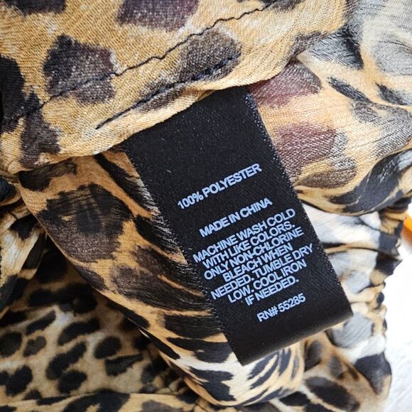 EXPRESS Y2K Animal Print Cheetah Flirtly Off shoulder Chiffon Blouse Size S - Picture 8 of 10